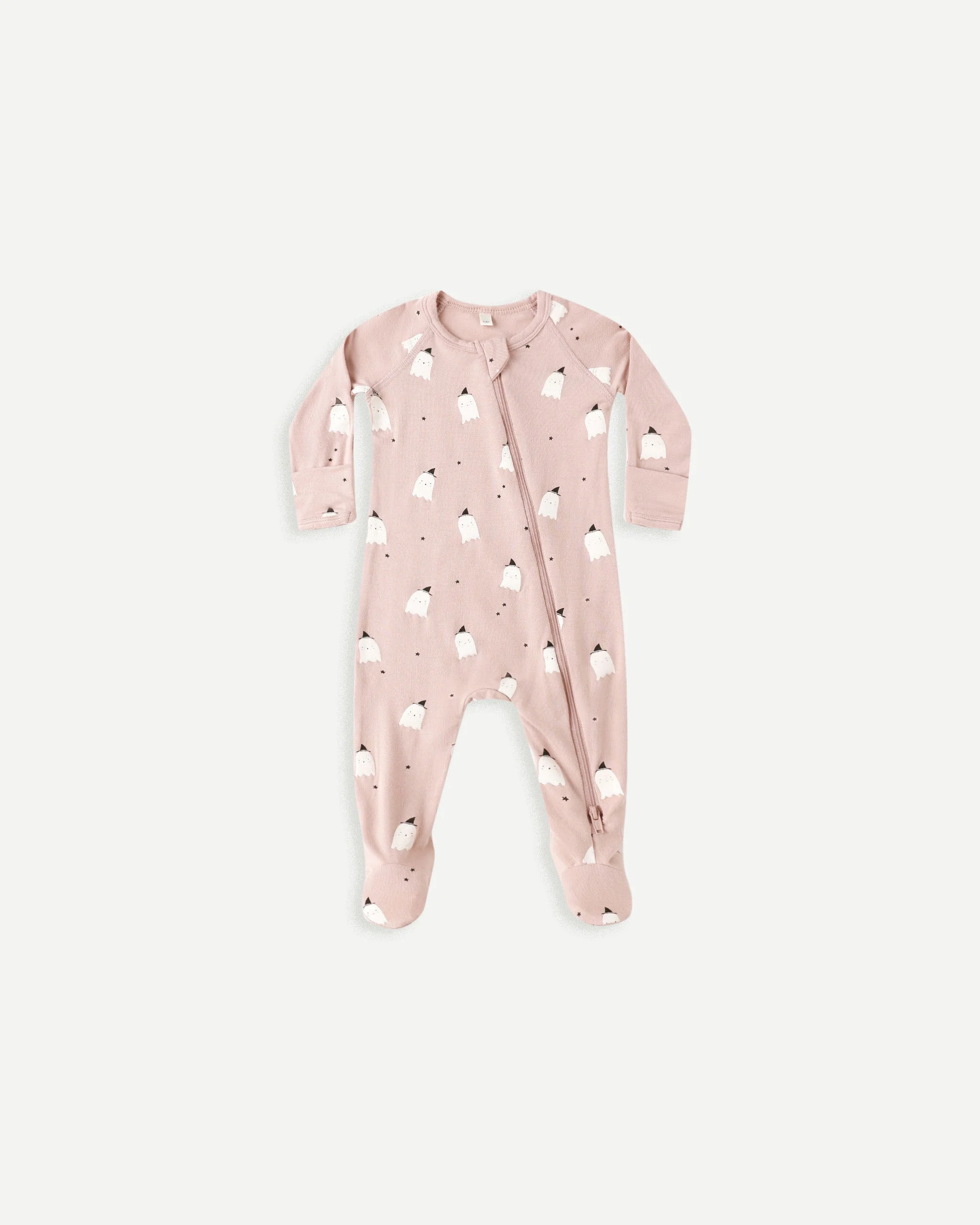 Bamboo Zip Footie || Pink Ghosts