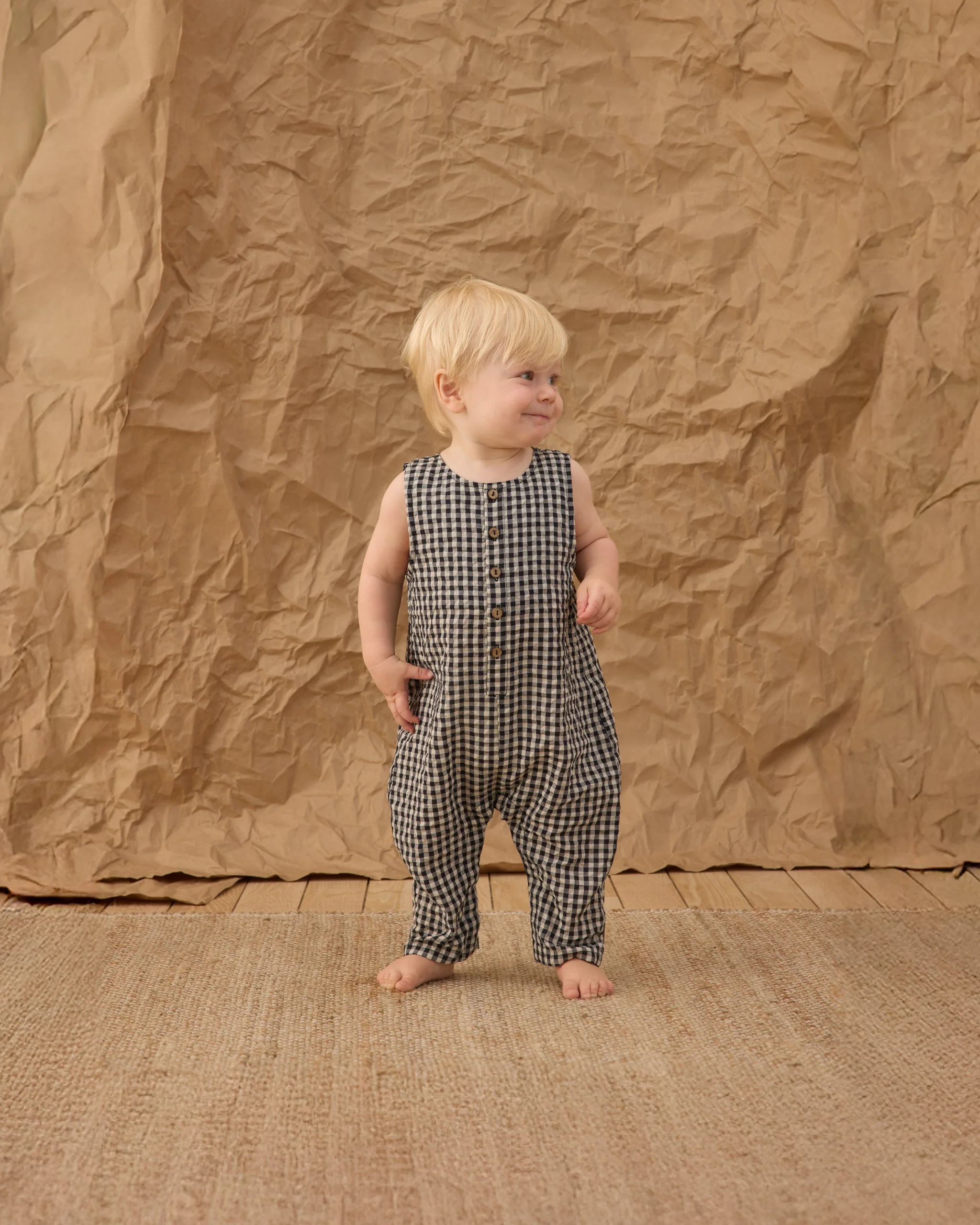 Button Jumpsuit Black Check - Image 2