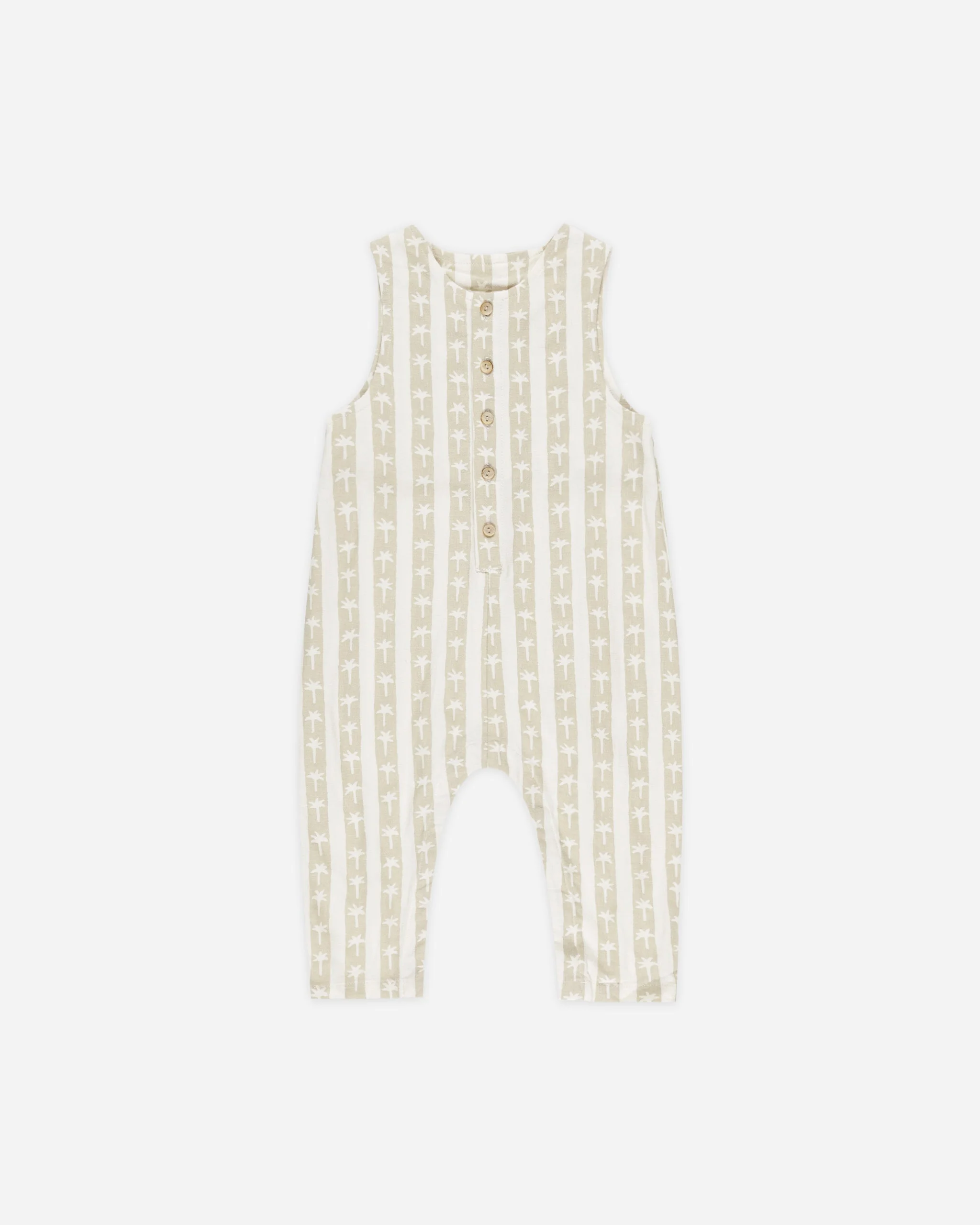 Button Jumpsuit || Palm Stripe