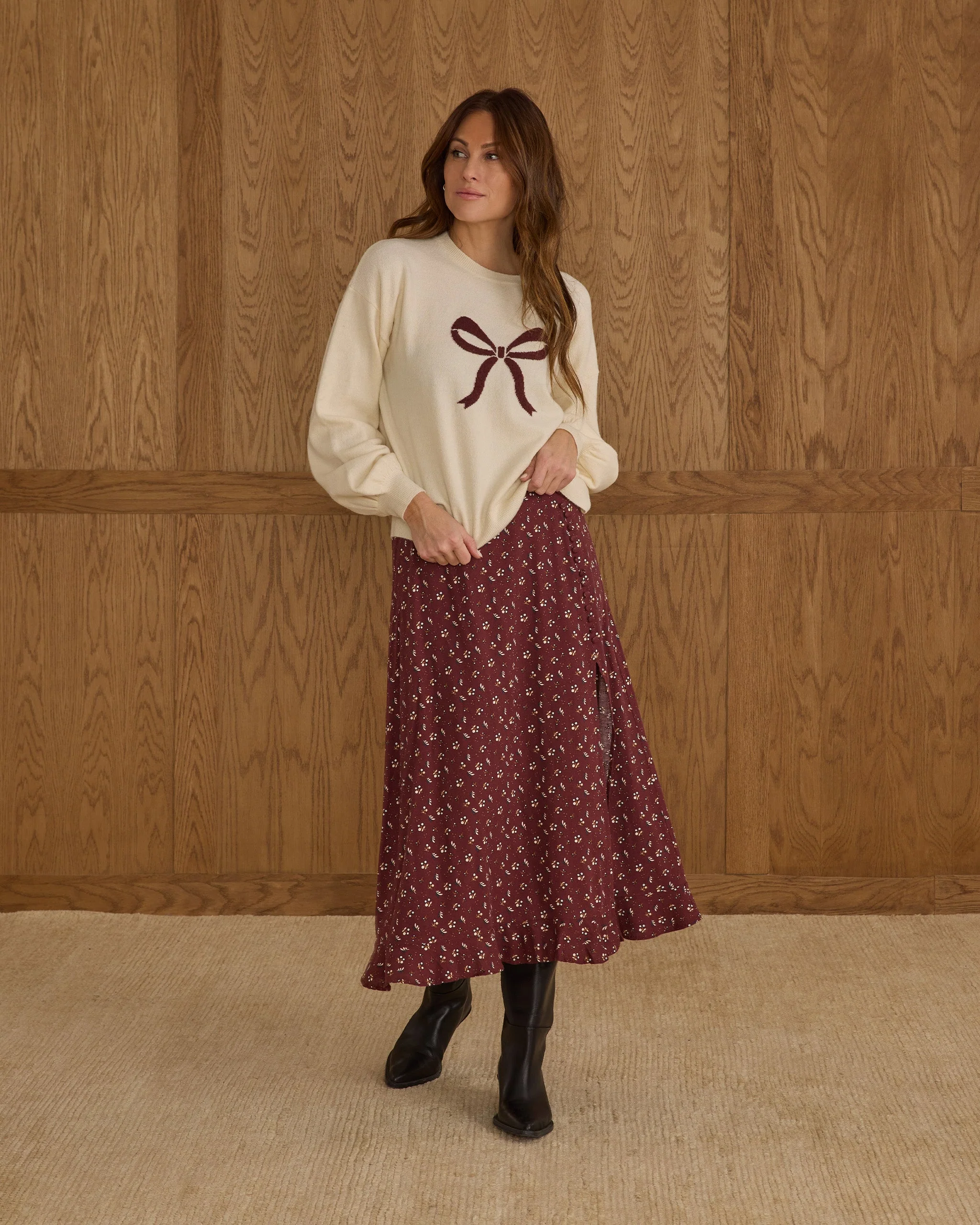 Button Slit Skirt | Harvest Berry - Image 4