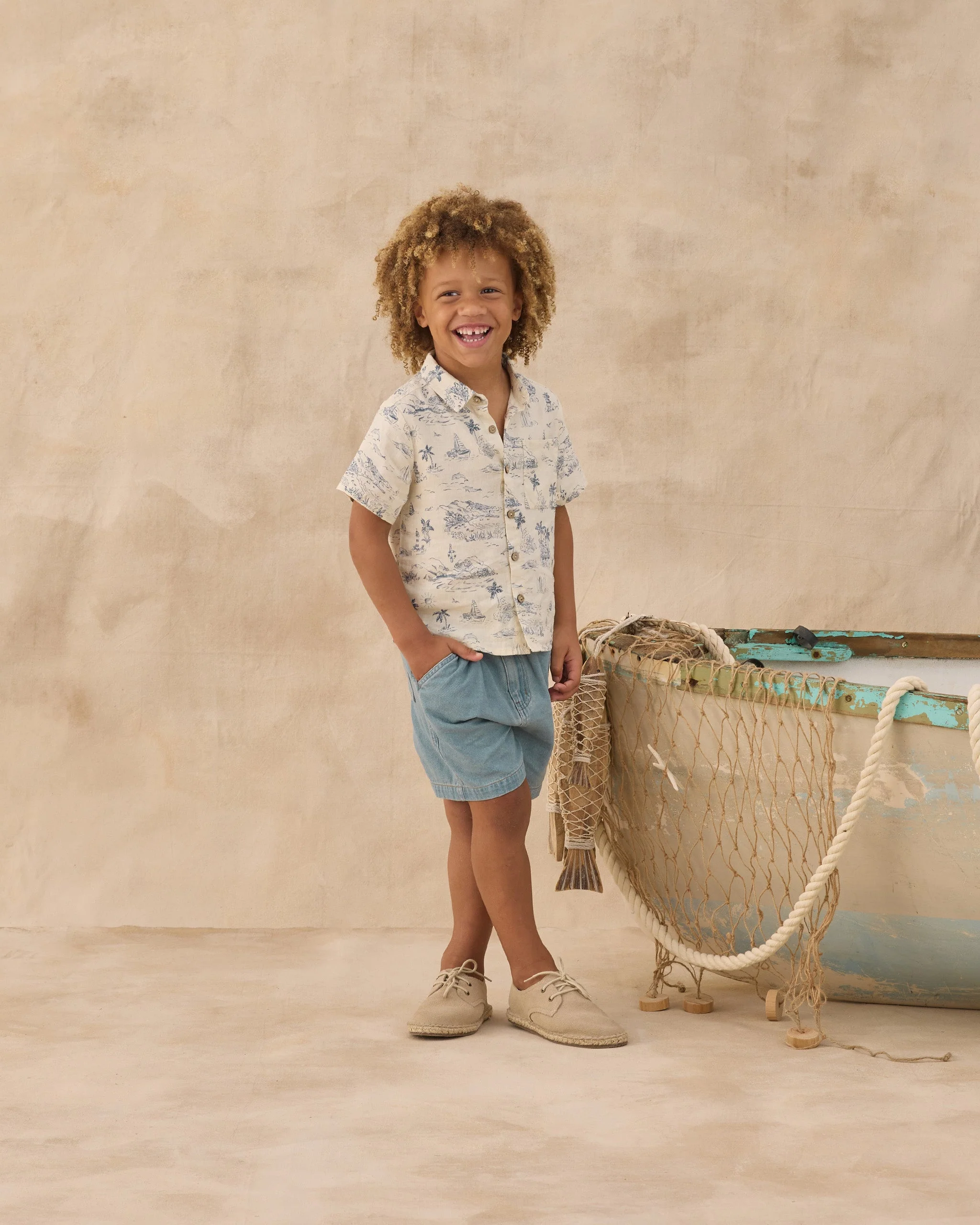 Collared Short Sleeve Shirt Ocean Toile - Image 2
