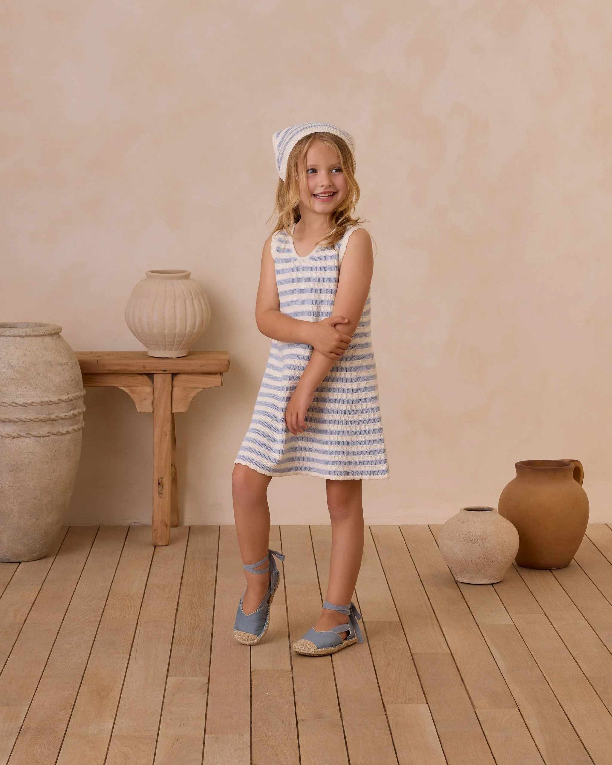 Crochet Tank Mini Dress || Blue Stripe - Image 2