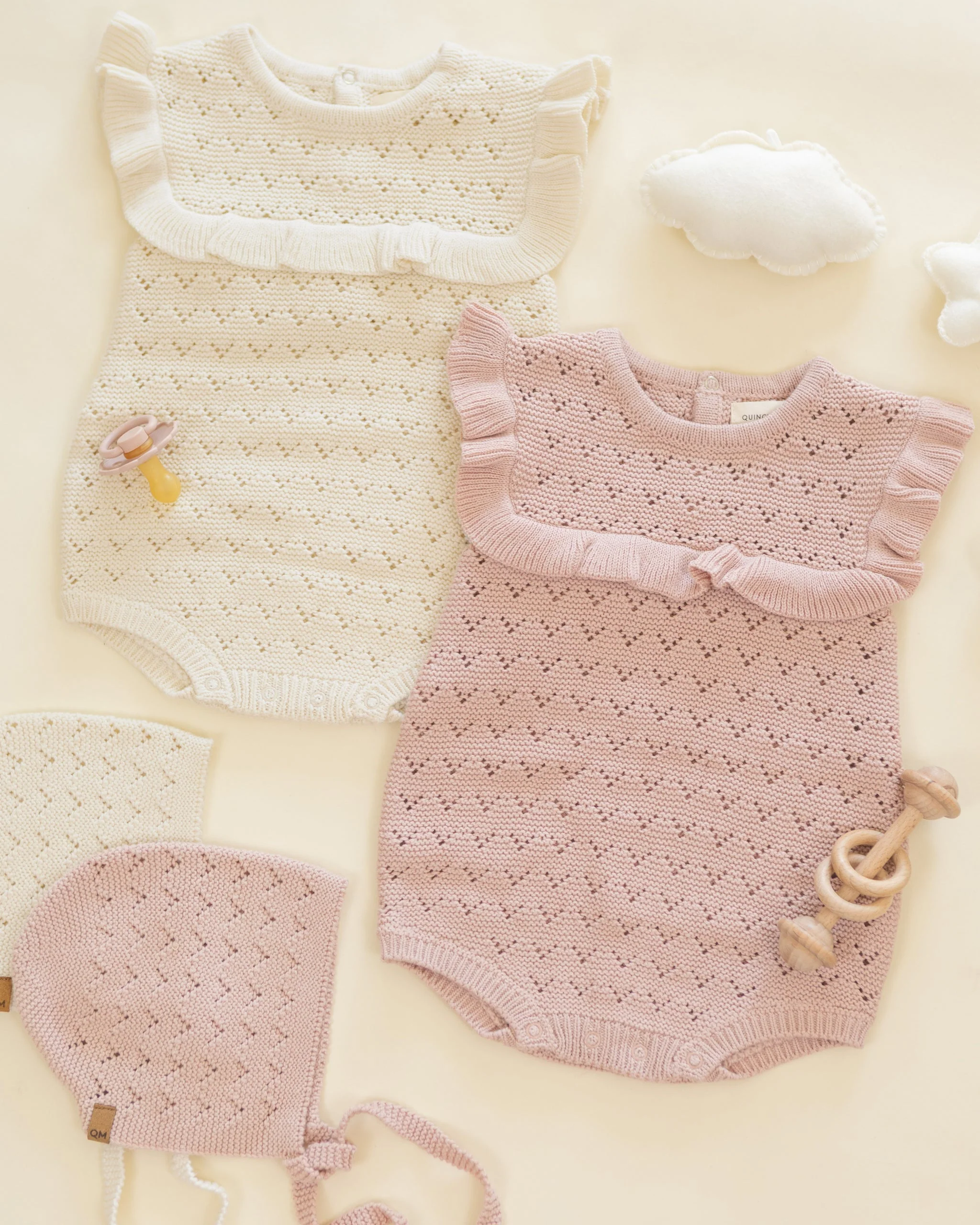 Pointelle Ruffle Romper Natural - Image 6