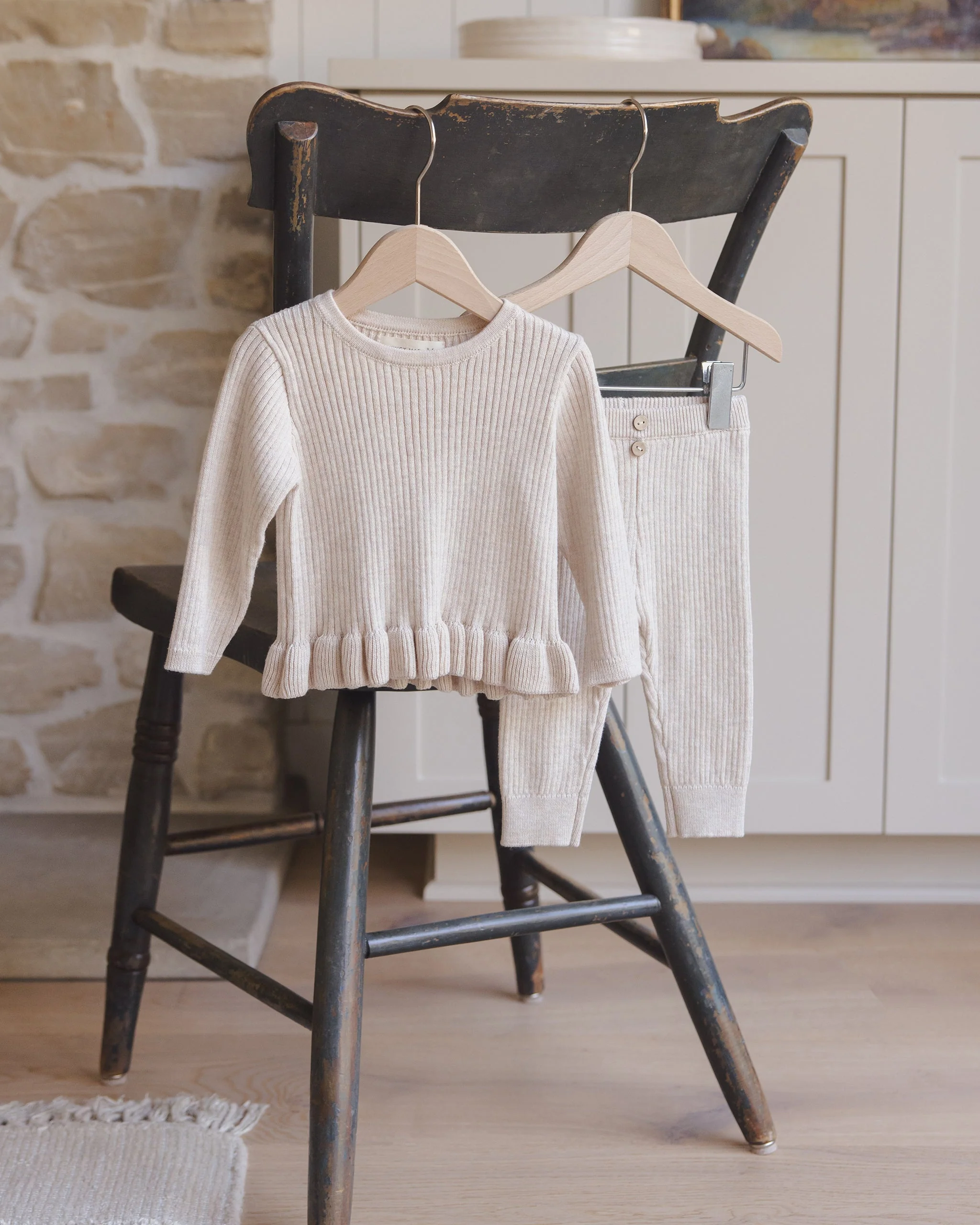 Rib Knit Legging || Heathered Oatmeal - Image 3