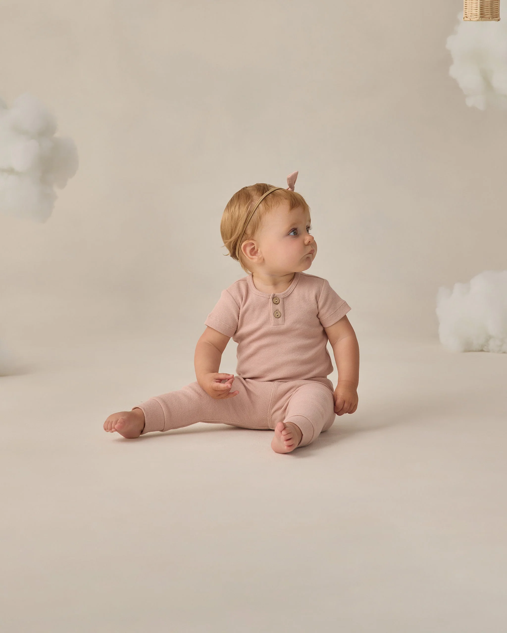Ribbed Henley Bodysuit Blush - Image 4
