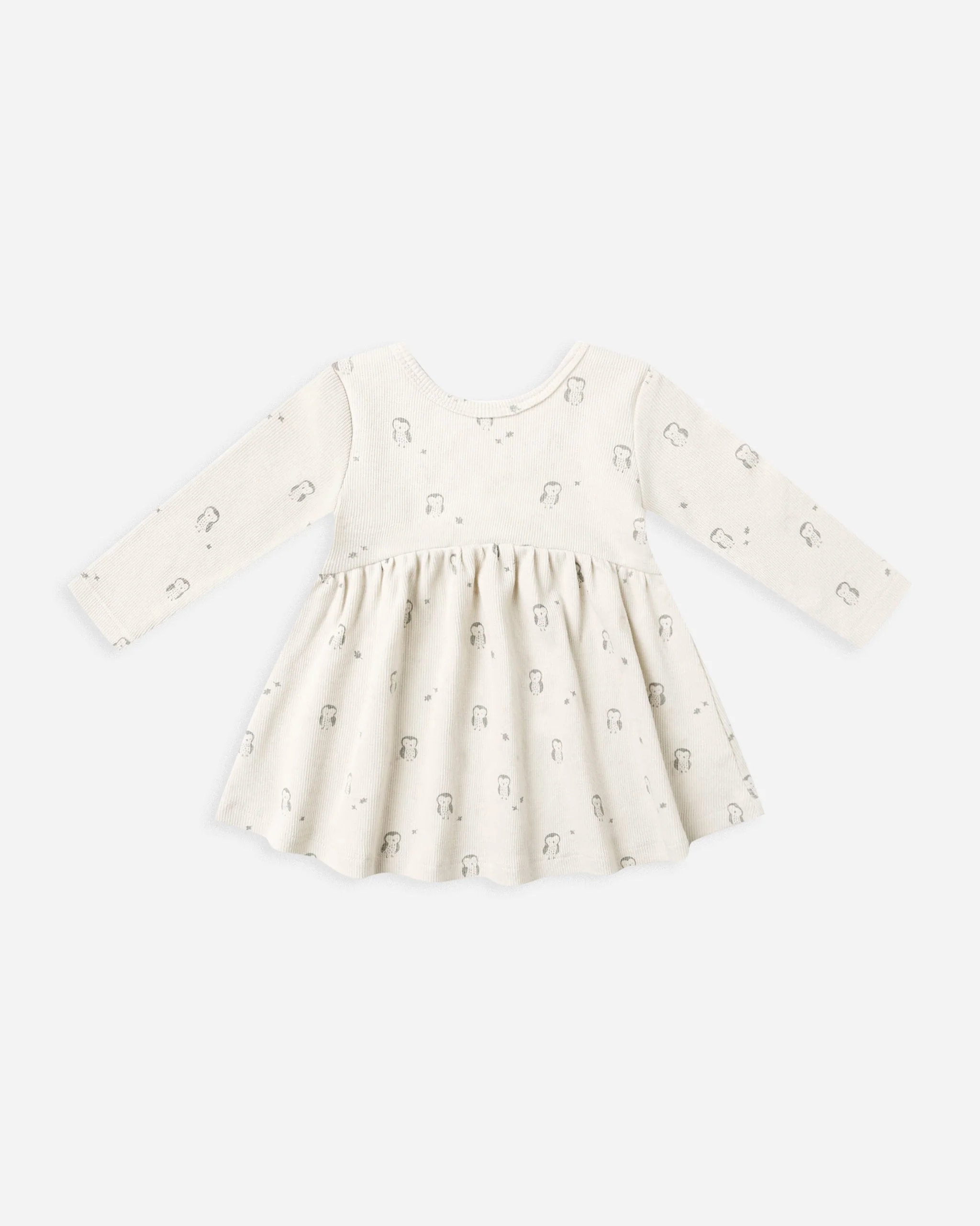 Ribbed Long Sleeve Dress || Owls