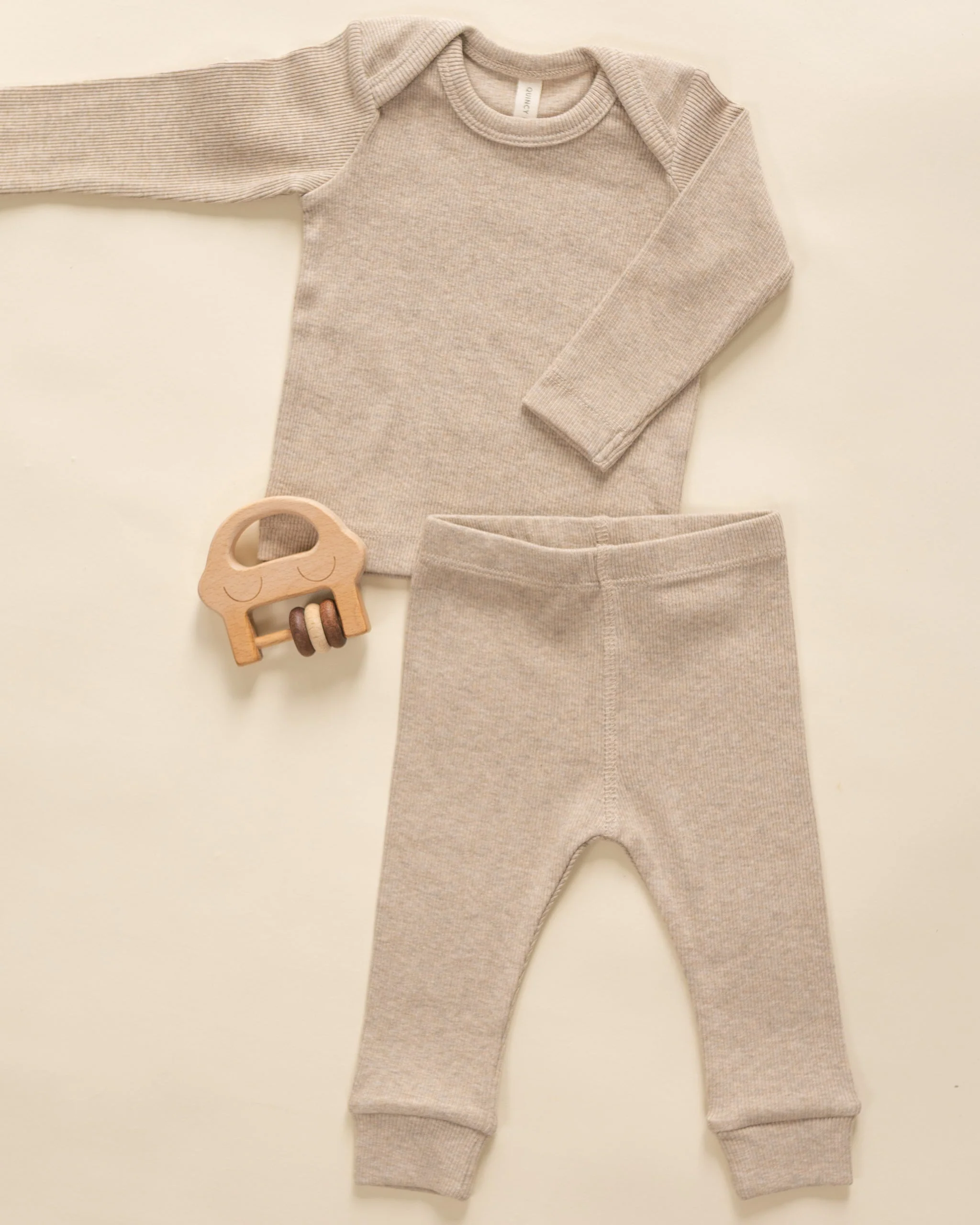 Ribbed Tee And Legging Set || Taupe - Image 2