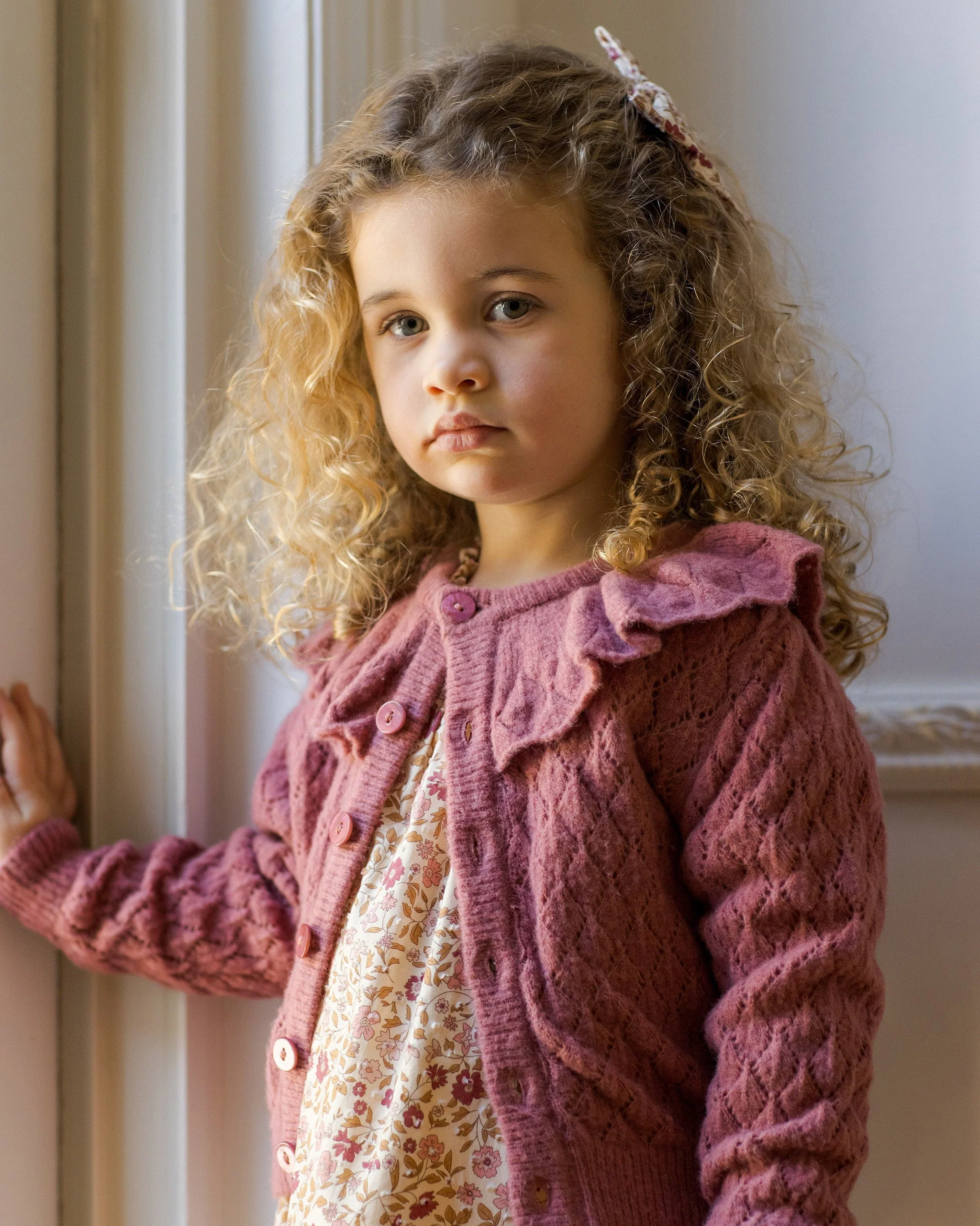 Ruffle Cardigan | Raspberry - Image 3