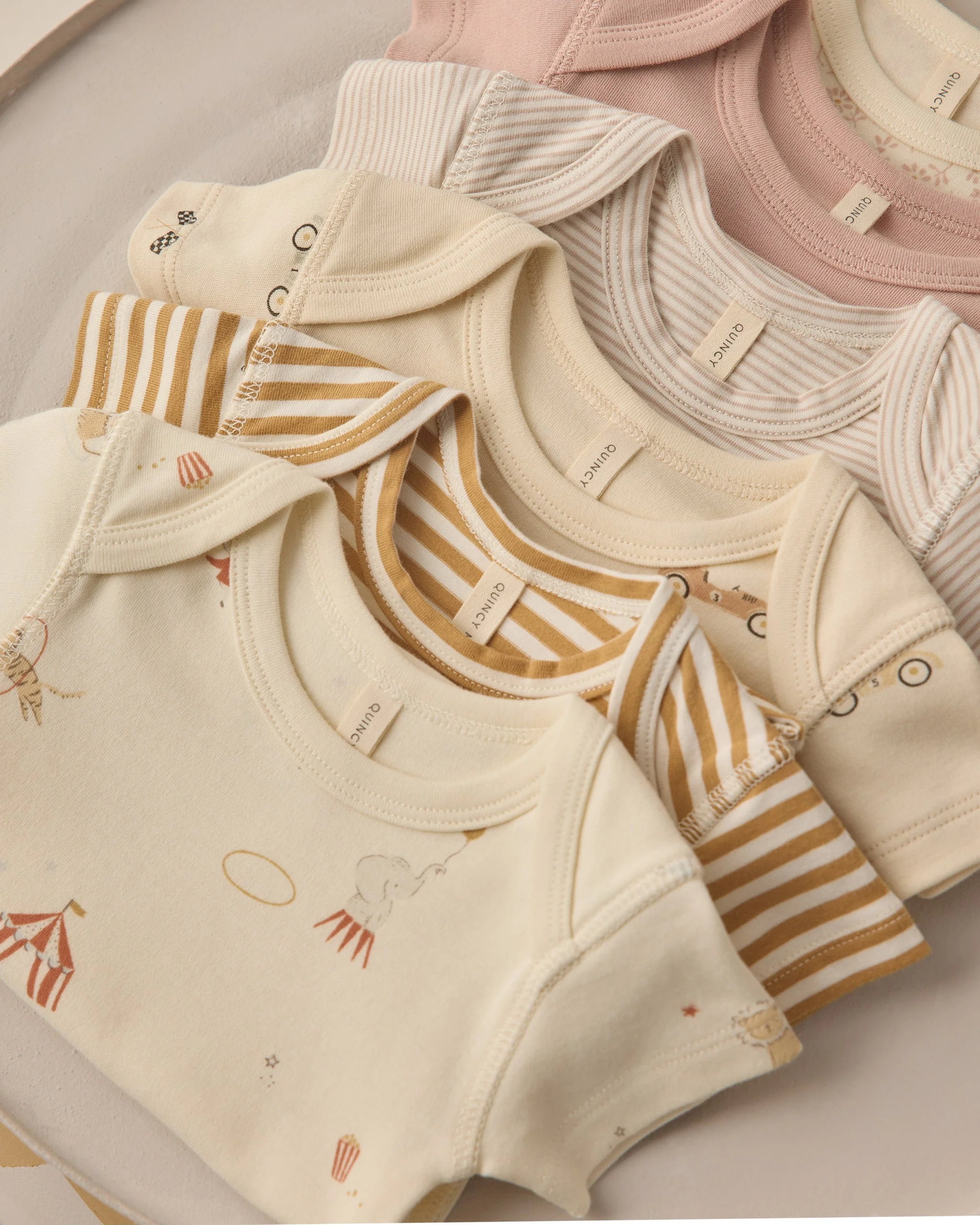 Short Sleeve Bodysuit Pack Race Car, Oat Micro Stripe - Image 4