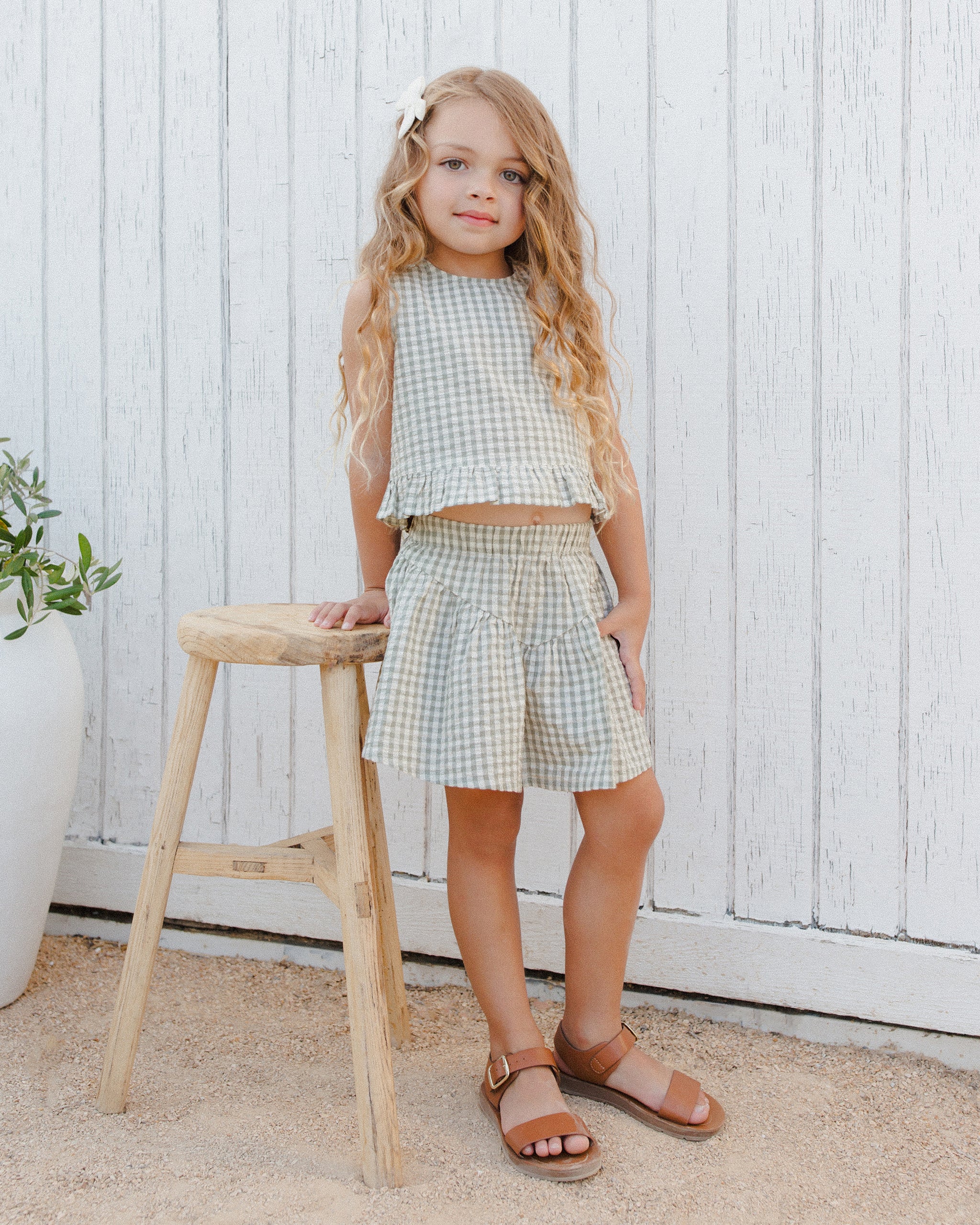 Sparrow Skirt || Eucalyptus Gingham - Image 2