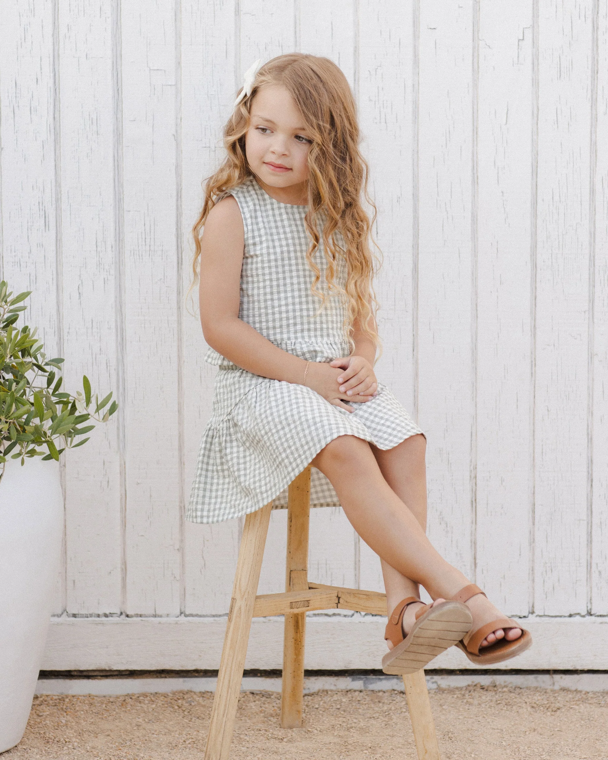 Sparrow Skirt || Eucalyptus Gingham - Image 4