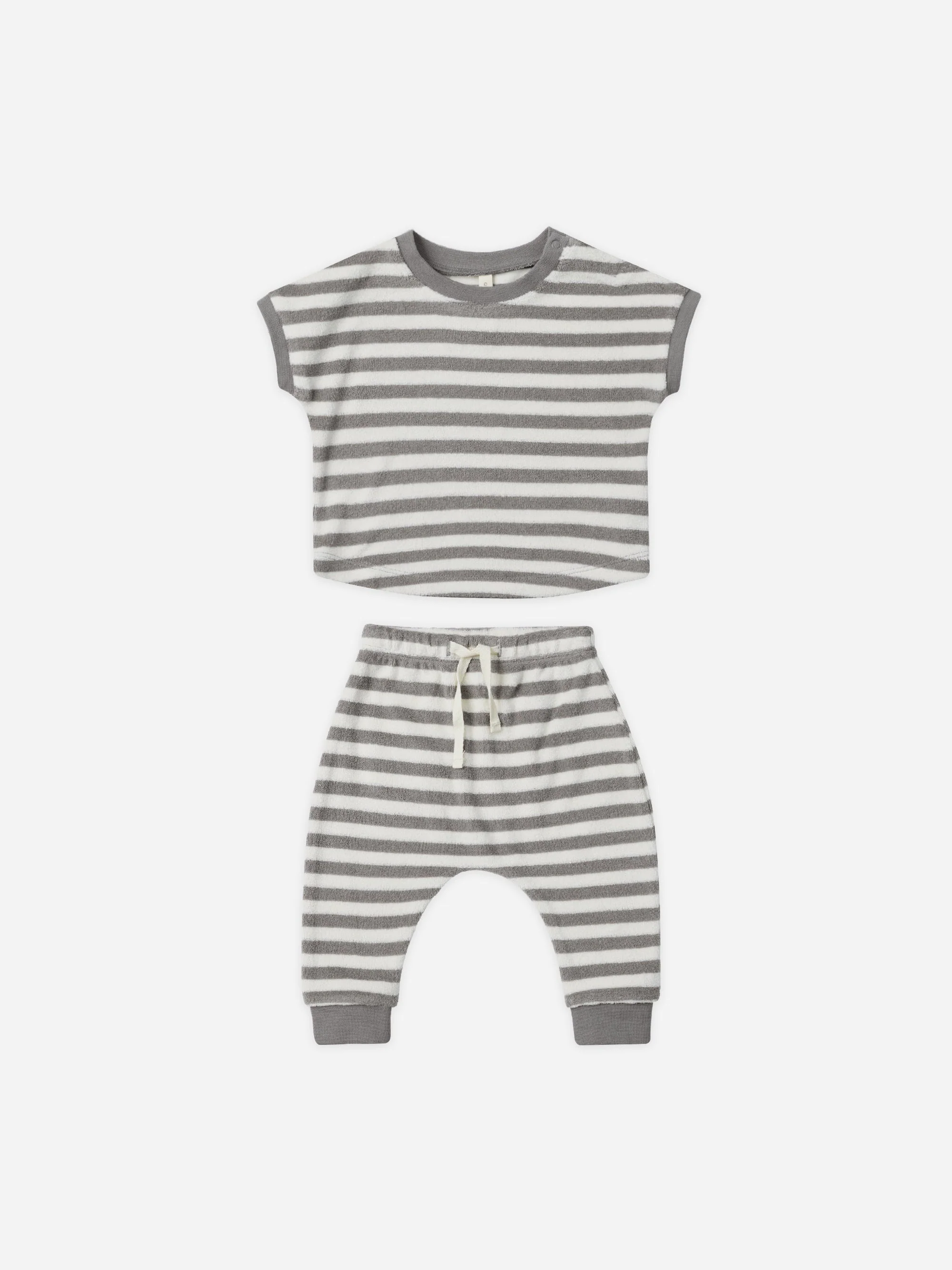 Terry Tee + Pant Set || Retro Stripe