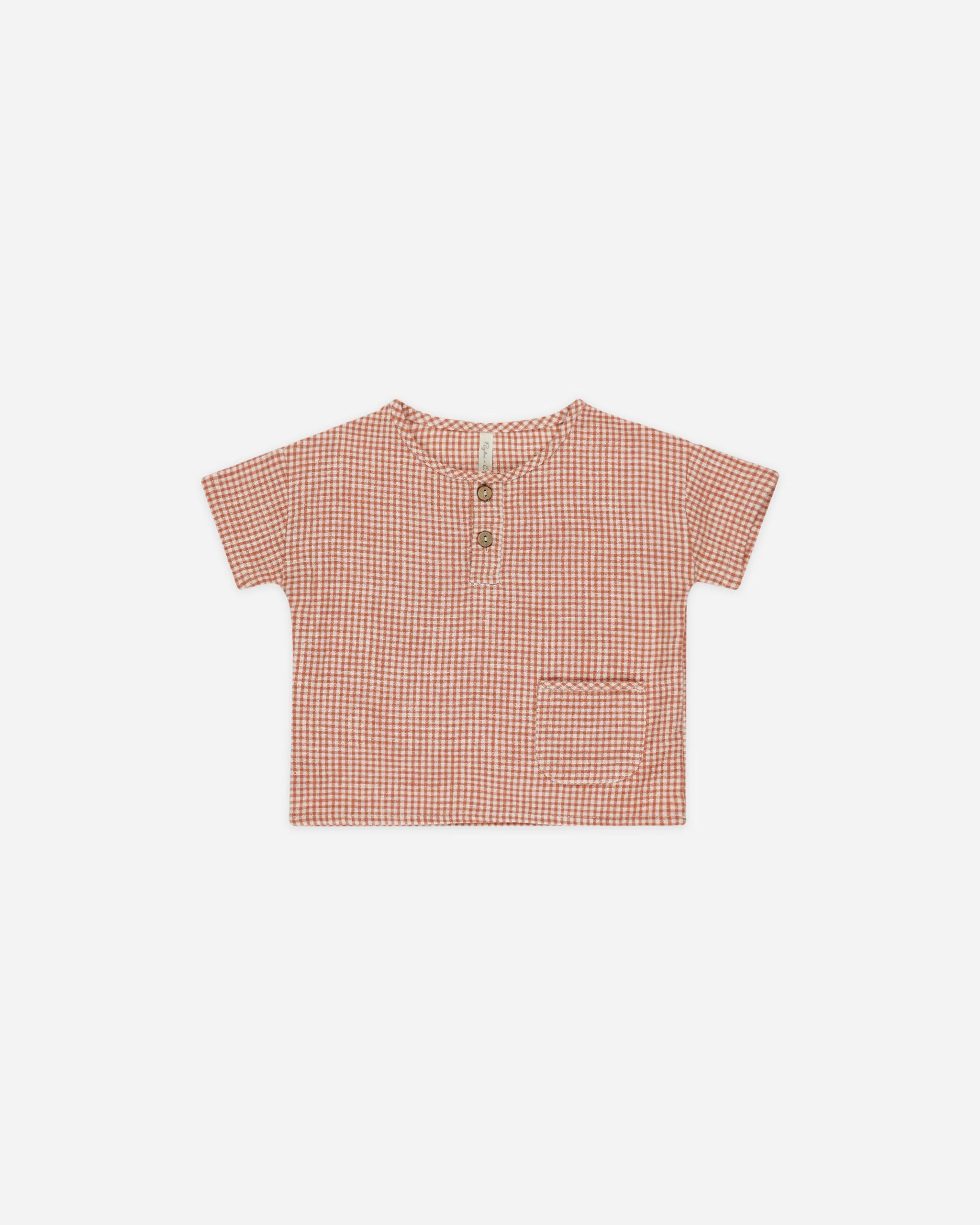 Woven Henley Tee || Poppy Gingham