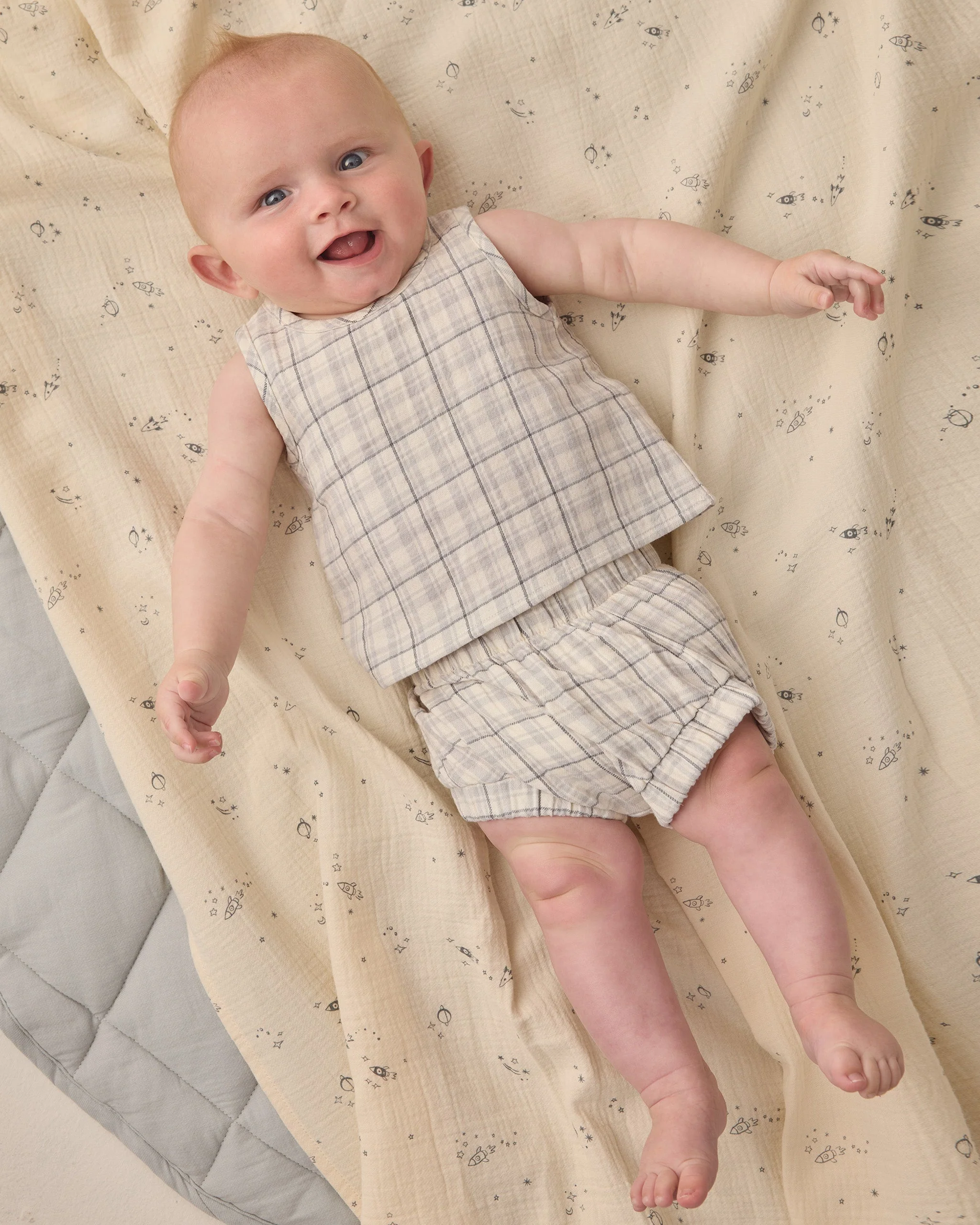Woven Tank Set Blue Plaid - Image 3