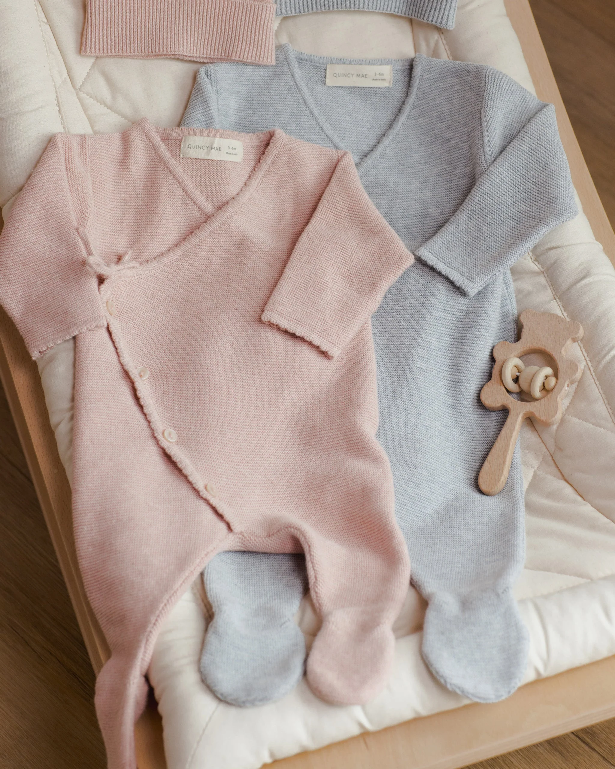 Wrap Knit Footie || Heathered Rose - Image 5