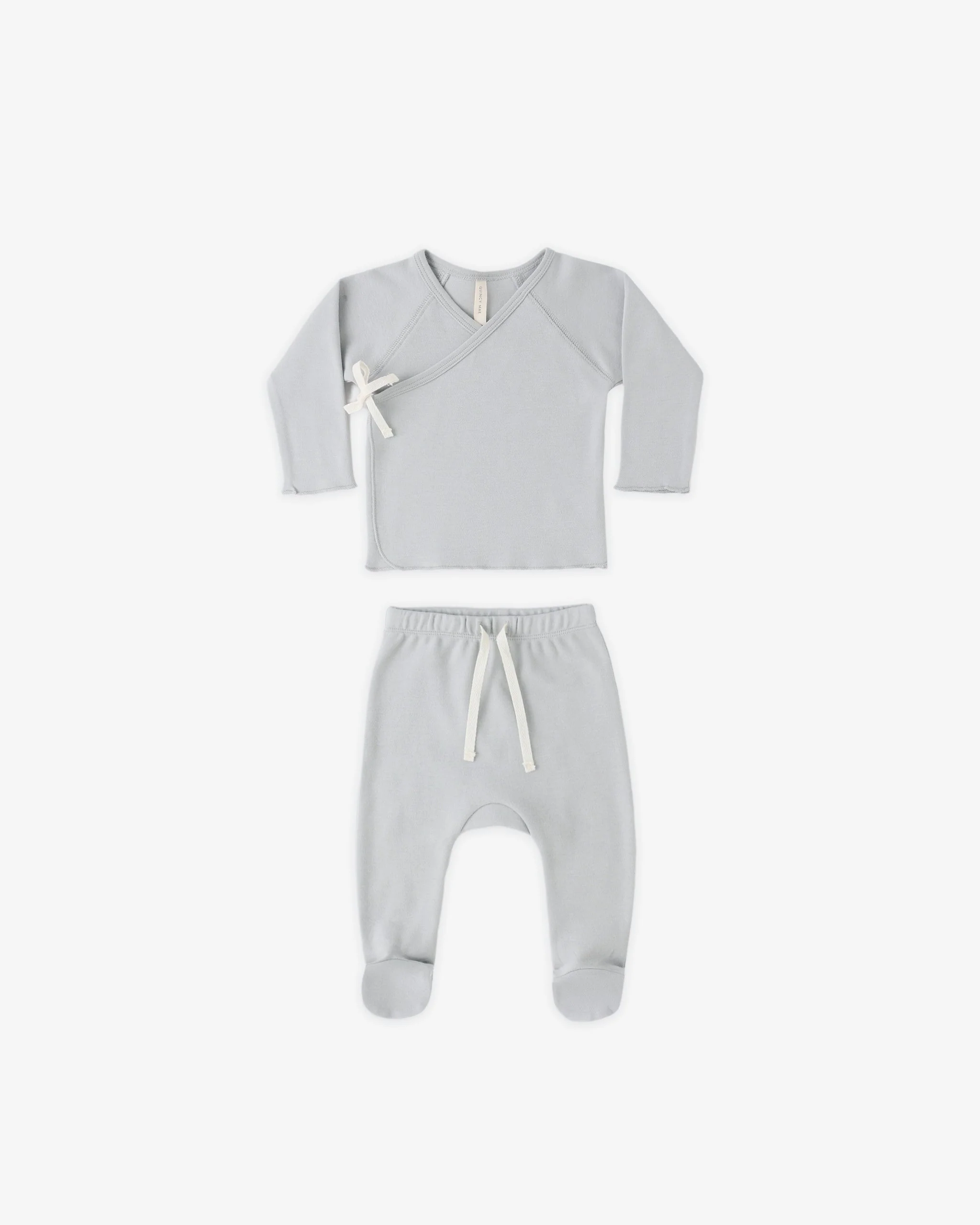 Wrap Top + Footed Pant Set Sky