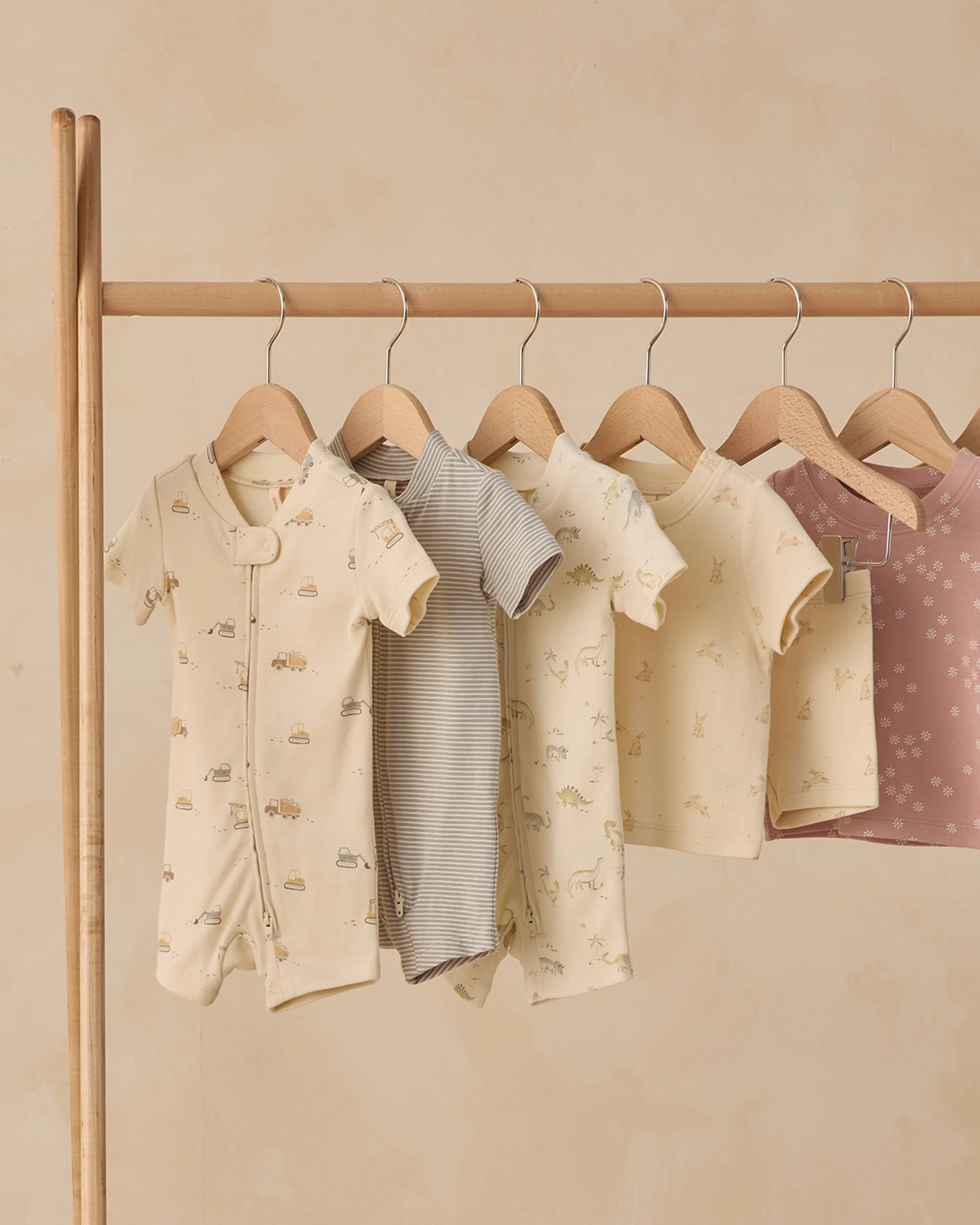 Zip Short Sleeve Sleeper Sage Micro Stripe - Image 4